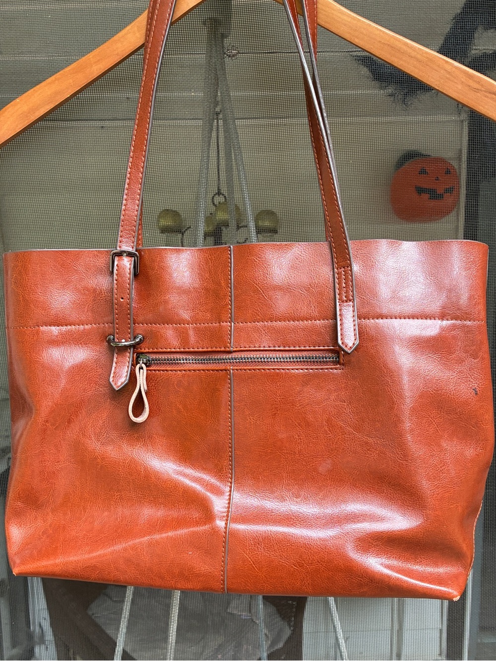Everyday Structured Leather Tote in Cognac